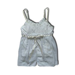 White Coquette Tank with Bow and Lace Trim